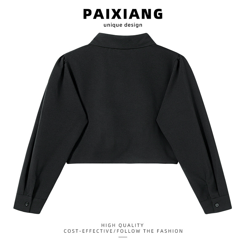 [PAIXIANG Series] ★Chinese Style Tops★ Shirt Black Black Chinese Clothes Women's Short Length