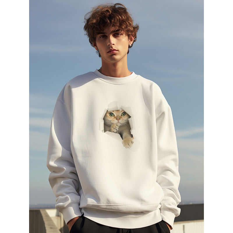 [MOYAN Series] ★Tops★ 6color Sweatshirt Unisex Men's Large Size Cat Cat Cat Cute