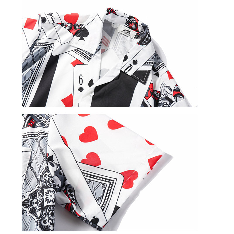 [The Dark Series] ★Shirt★ Short-sleeved shirt, top, printed, unisex, men's, playing cards, unique, cool