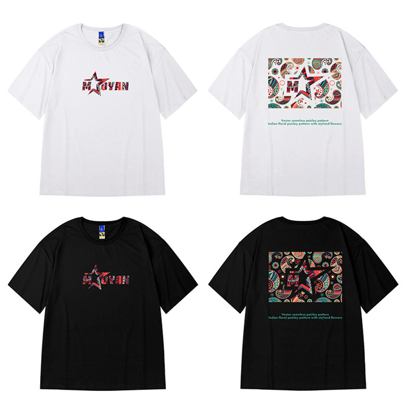 【MOYANシリーズ】★トップス★ 4color Tシャツ 男女兼用 メンズ 大きいサイズ プリント 半袖 カジュアル