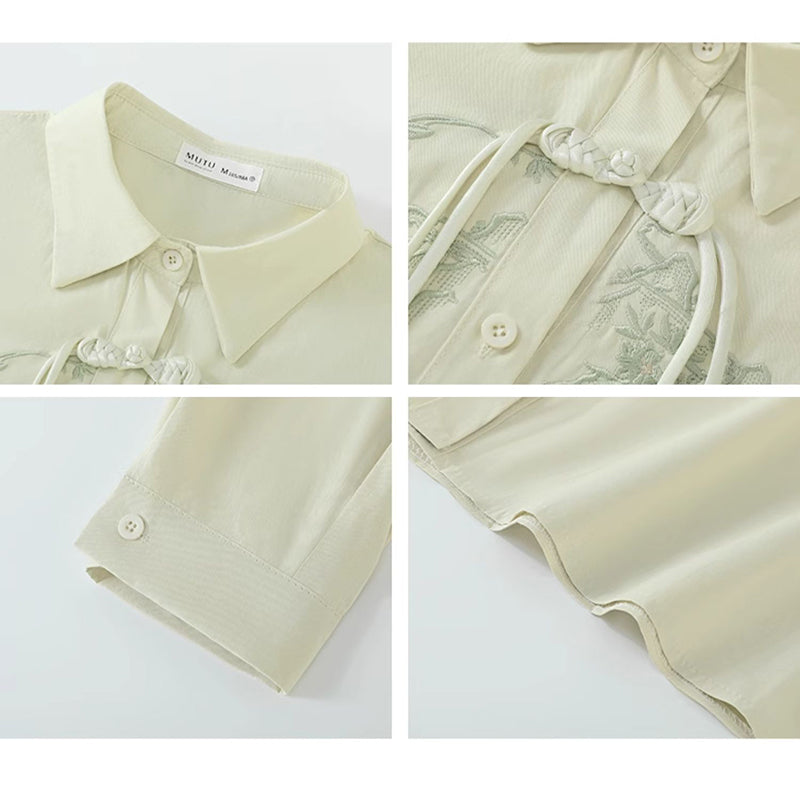 [MUTU Series]★China Style Shirt★ 2color Tops Long Sleeve Shirt Embroidery Women's Chinese Clothing Improves Temperament