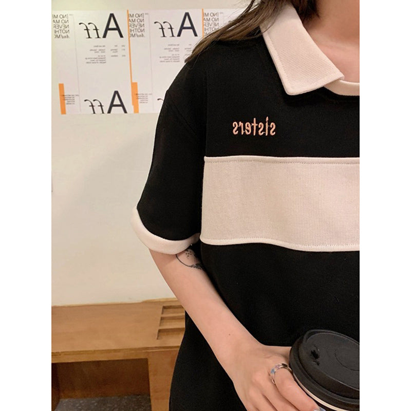 [ONLINE Series] ★POLO shirt★ 4 colors Tops Short sleeves Women's Casual Black Gray Apricot Purple