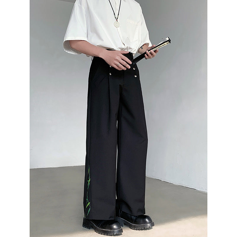 [LPZ Series]★China Style Pants★Casual Pants Trousers Bottoms Bamboo Unisex Men's Black Black