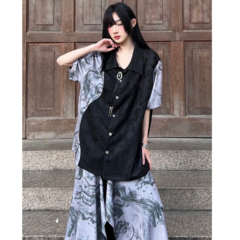 [YOUSHIQI Series]★China Style Shirt★ Tops Unisex Men's China Button Black