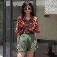 Load image into Gallery viewer, [YOUZI Series]★Shirt★ Tops Short Sleeve Red Women's Chiffon Floral Shirt Cute Summer Clothes
