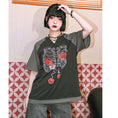 Load image into Gallery viewer, [Kokaisha---Hanabone Series] ★Chinese-style top★ Short-sleeved T-shirt, printed, unique, original, V-neck, cotton
