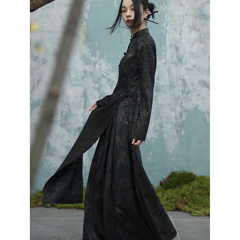 [Daiseiryuu 4 Series] ★Chinese-style trousers★ Bottoms, gaucho pants, casual, black, improves your temperament