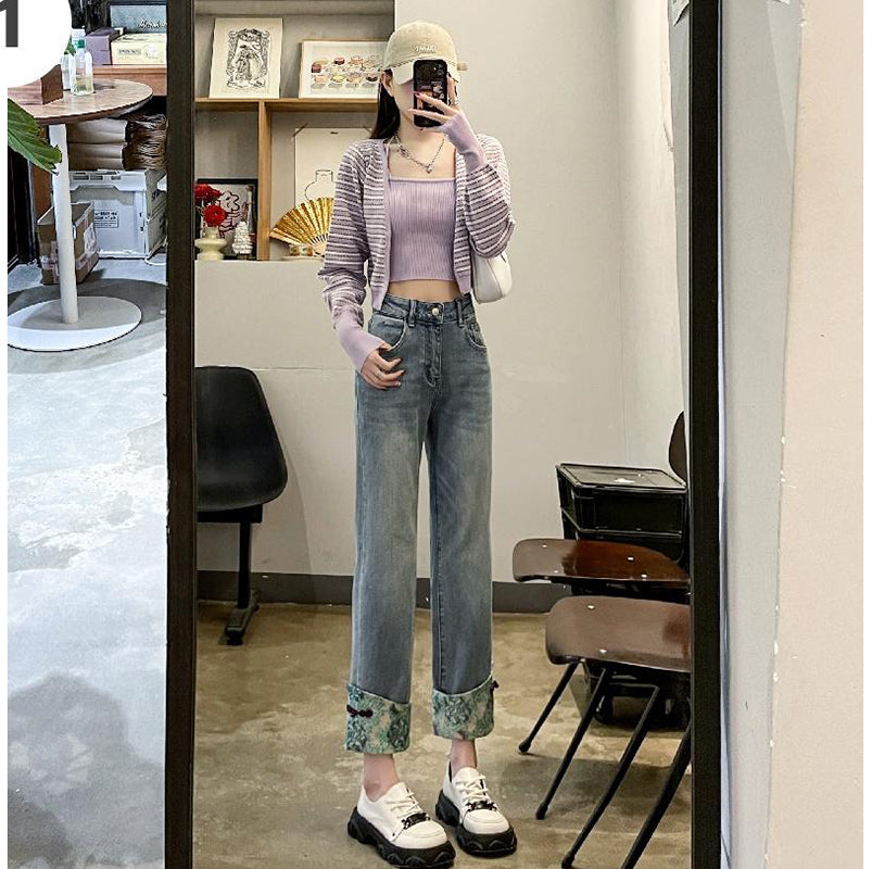 [HANMOYAN Series] ★Denim pants★ Pants Bottoms Butterfly Unique Women's Cute Easy to match