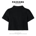 Gallery viewerに画像を読み込む, 【PAIXIANGシリーズ】★チャイナ風トップス★ シャツ ブラック 黒い 中華服 半袖 レディース ショート丈
