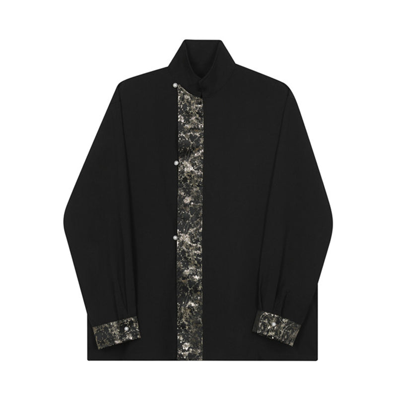 [Illustrated series] ★China style shirt★ 2color long sleeve shirt tops velvet unisex men's black wine red