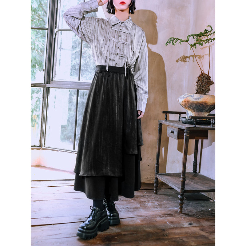 [Kokaisha---Butterfly Gin Series] Chinese-style trousers, bottoms, gaucho pants, original, slimming, switching, floral pattern