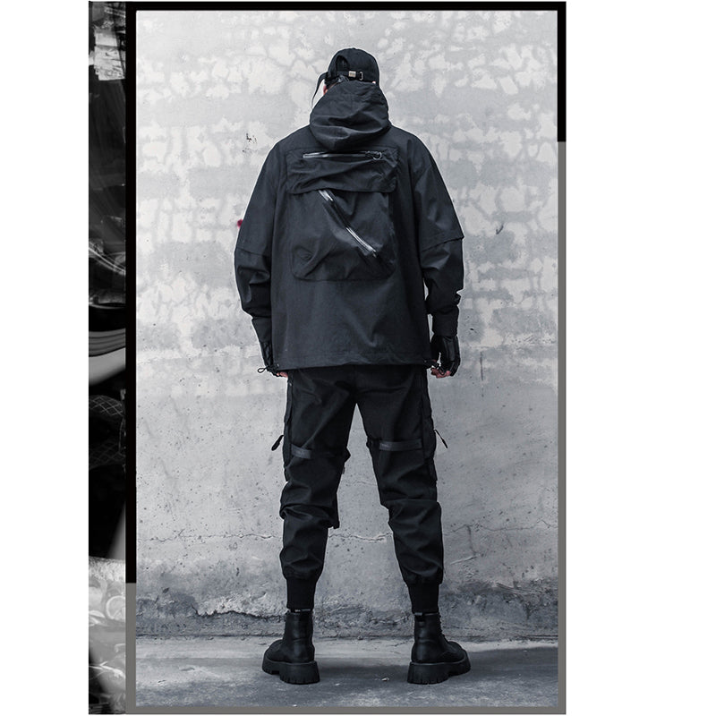 [WL Series] ★Jacket★ Outerwear with hood, unisex, men's casual, black, large pockets