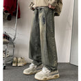 Load image into Gallery viewer, [V37 Series]★Trousers★ Denim pants bottoms Unisex Men's Embroidery Retro Alphabet
