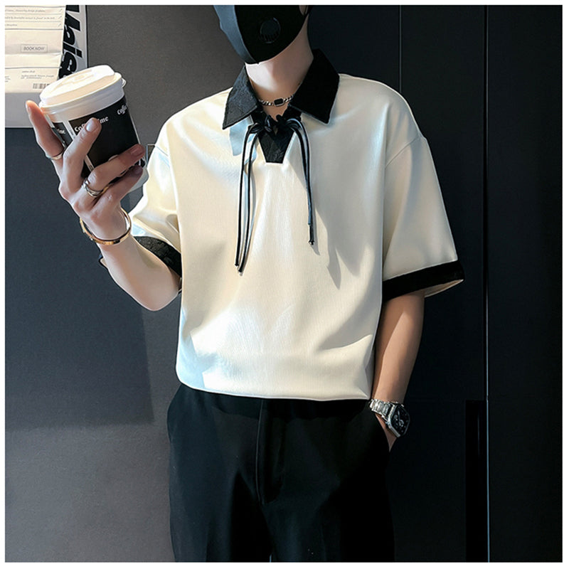 [BIGEMAN Series] ★China style tops★ 2color shirt, bamboo pattern, bamboo, short sleeves, unisex, men's, large size, black white