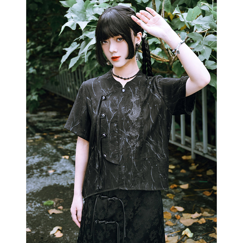 [Daiseiryuu 4 Series] ★Chinese-style tops★ Outerwear, shirts, long-sleeved shirts, sun protection, Chinese clothing, gray