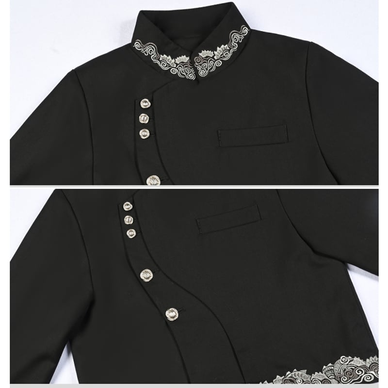 ✿New item! [Kokaisha --- Kaiten Series] ★China style outerwear★ Blazer, short length, embroidery, easy to match, black, black