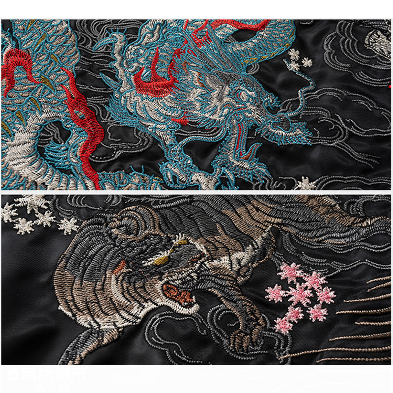 [YZHT Series]★China style outerwear★Jacket Embroidery Dragon Dragon Crest Unisex Men's Black Black