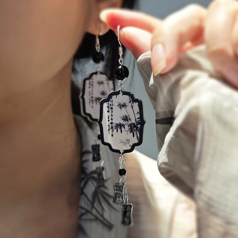 [SHEBO Series] ★Chinese-style earrings★ Pair of accessories for women, cute, perfect for a date, and to improve your style