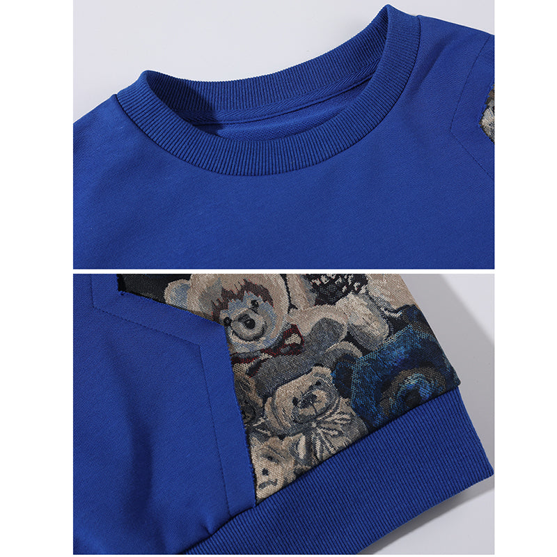 [BIGEMAN Series] ★Tops★ 2color Sweatshirt Unisex Men's Large Size Bear Bear Blue