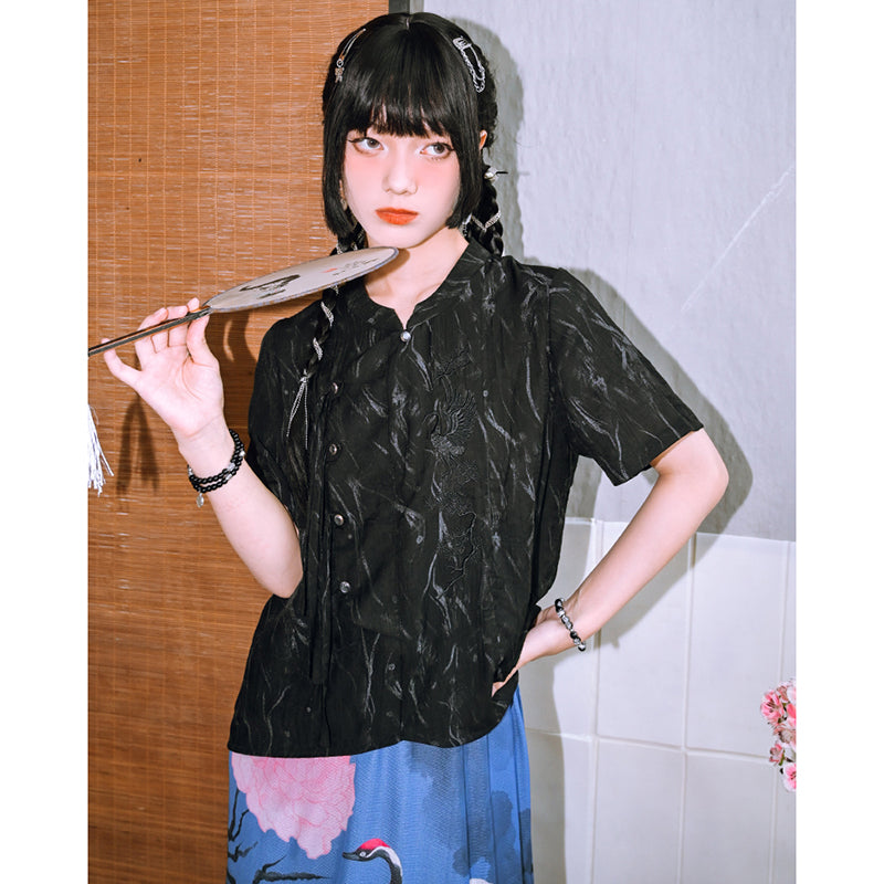 [Daiseiryuu 4 Series] ★Chinese-style tops★ Outerwear, shirts, long-sleeved shirts, sun protection, Chinese clothing, gray