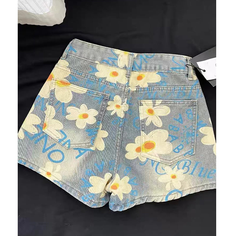 [Flower Series] ★Shorts★ Shorts Pants Denim 2color Easy to match Summer SML Blue Black