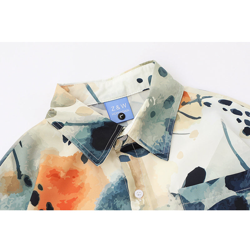 Very popular item [BEAT BOY series]★China style shirt★ Letter pattern Kanji short sleeve shirt Floral pattern shirt Print tops Unisex Men's ML XL 2XL