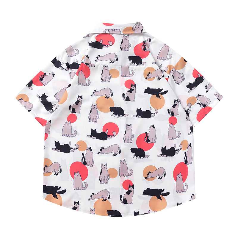 Very popular item [BEAT BOY series]★China style shirt★ Letter pattern Kanji short sleeve shirt Floral pattern shirt Print tops Unisex Men's ML XL 2XL