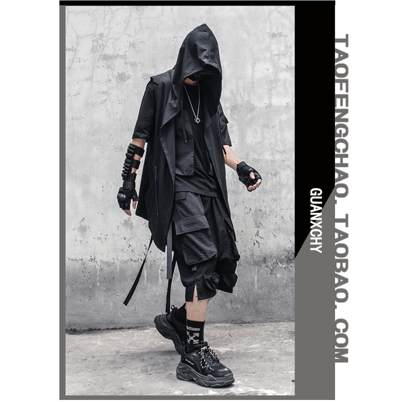 [WL Series] ★Outer★ Short sleeve type or long sleeve type Cloak with hood Unisex Men's Large size