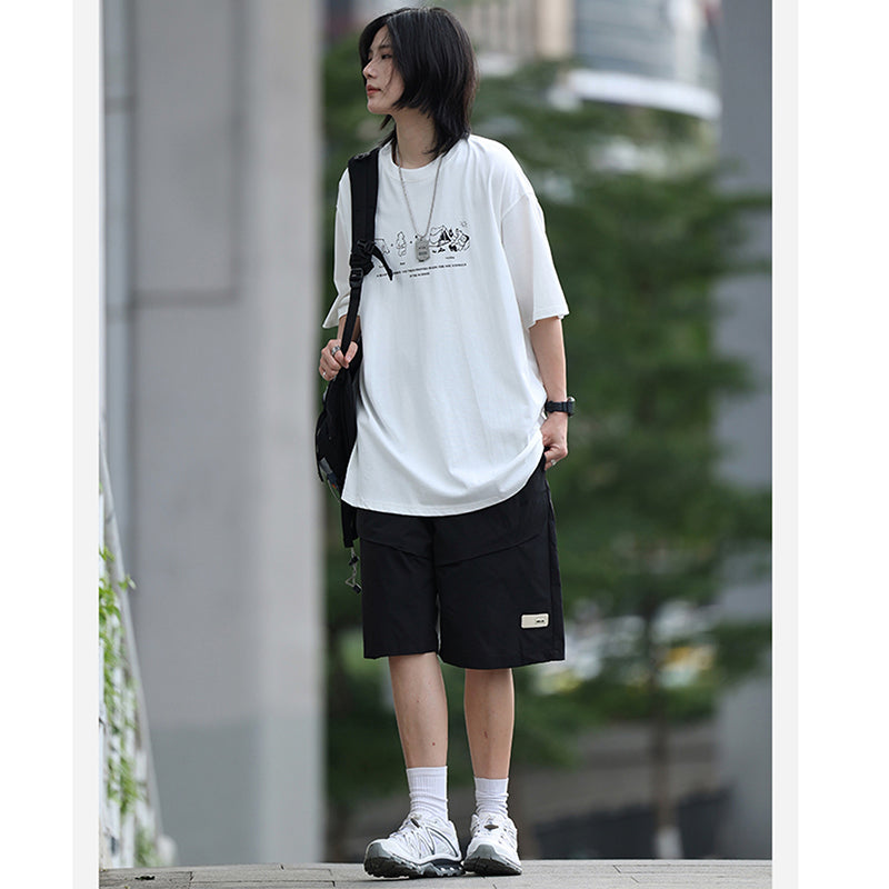 【NCLLWシリーズ】★Tシャツ★ 4color トップス 半袖 男女兼用 メンズ カートゥーン 青 白 緑 灰 合わせやすい