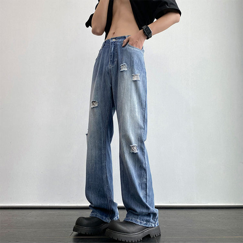 [Gao Jiang Series] ★Casual pants★ Denim pants, trousers, bottoms, unisex, men's, large size, cool, blue