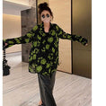 Load image into Gallery viewer, [WUHUAGUO Series] ★Shirt★ Tops Long sleeves Thin Print Women's Unique Floral Black Green SML Floral Easy to match
