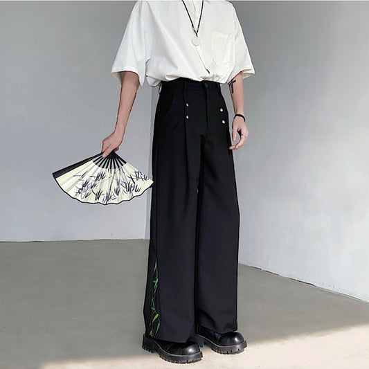 [LPZ Series]★China Style Pants★Casual Pants Trousers Bottoms Bamboo Unisex Men's Black Black