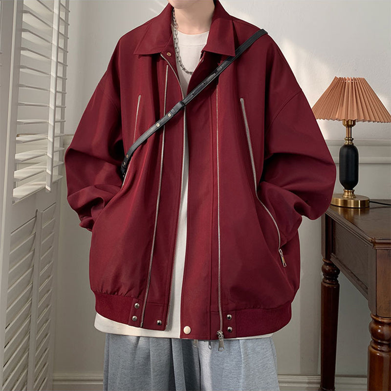 [PPG series]★Jacket★ 3color outerwear unisex men's simple black wine red apricot