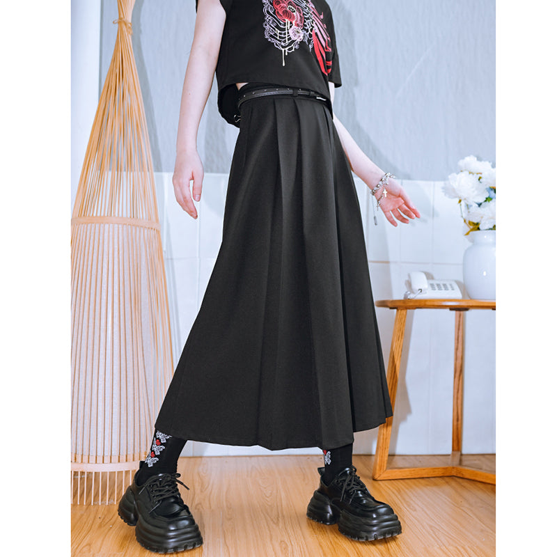 [Kokaisha Series] ★China style pants★ Chiffon gaucho pants Spring/Summer Loose Black Black SML XL