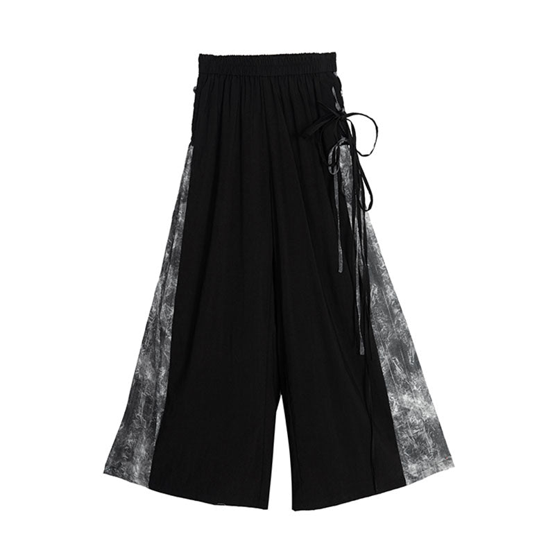 [Cong Tailor Series] ★Chinese-style pants★ Casual pants, trousers, bottoms, unisex, men's, large size, switching, ink-wash pattern, black