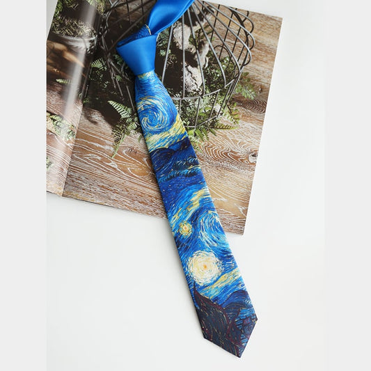 [Daiki Series]★Tie★ Accessory Decoration Oil Painting Style Men's Birthday Present Blue Blue Cute