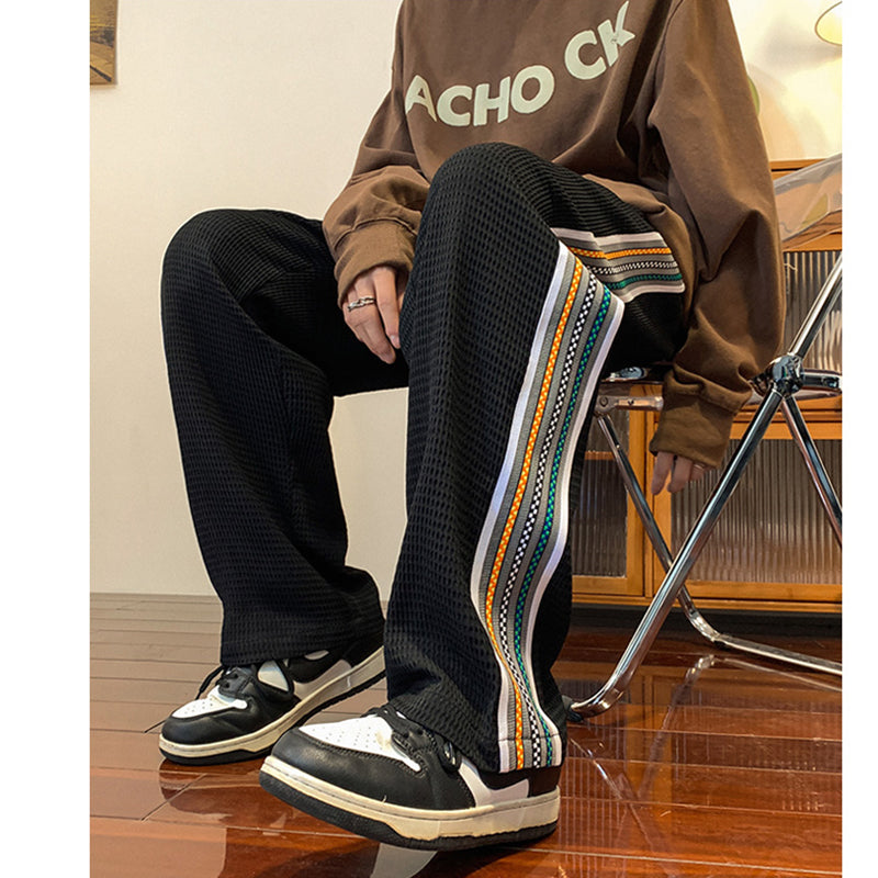 [YANDAN Series]★Casual Pants★ 3color Pants Bottoms Vertical Stripes Striped Pattern Unisex Men's Large Size Black Green