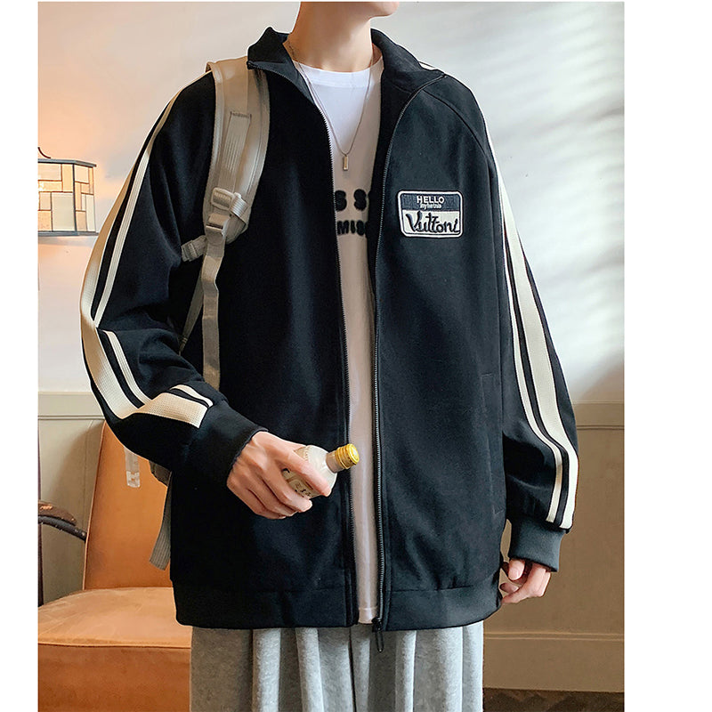 [VUUG Series] ★Jacket★ 5color outerwear unisex men's color scheme vertical stripes striped pattern easy to match