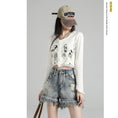 Load image into Gallery viewer, [Flower Series] ★Shorts★ Shorts Pants Denim 2color Easy to match Summer SML Blue Black
