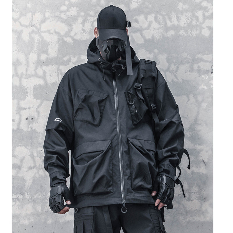 [WL Series] ★Jacket★ Outerwear with hood, unisex, men's casual, black, large pockets