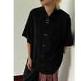 Load image into Gallery viewer, [Sameuoo Series] ★Chinese-style top★ Shirt, short sleeves, stylish design, black, casual, easy to match
