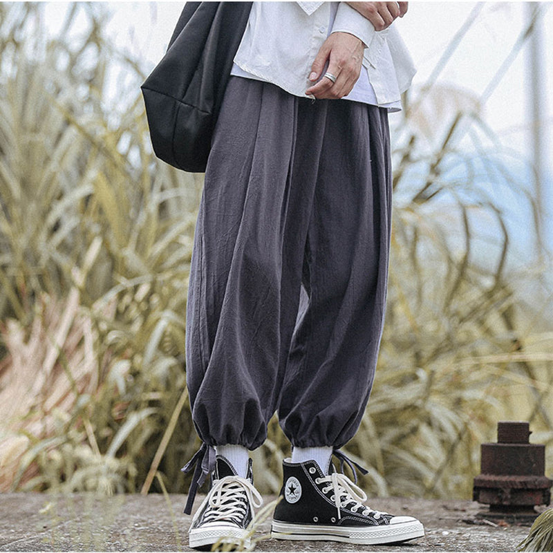 [PPDJ Series] ★Chinese-style pants★ 4 colors, 9/10th length pants, bottoms, unisex, men's, large size, plain, simple