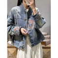 Load image into Gallery viewer, [AILAIQIAN Series]★China style outerwear★ Jacket Denim jacket Embroidery Jeans Blue Blue
