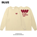 [BLUE Series]★T-shirt★ 4color Tops Long Sleeve T-shirt Unisex Men's Cotton Black White Apricot Navy