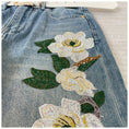 Load image into Gallery viewer, [OURI Series] ★Denim pants★ Trousers Bottoms Floral pattern Casual Easy to match Ladies Fashionable
