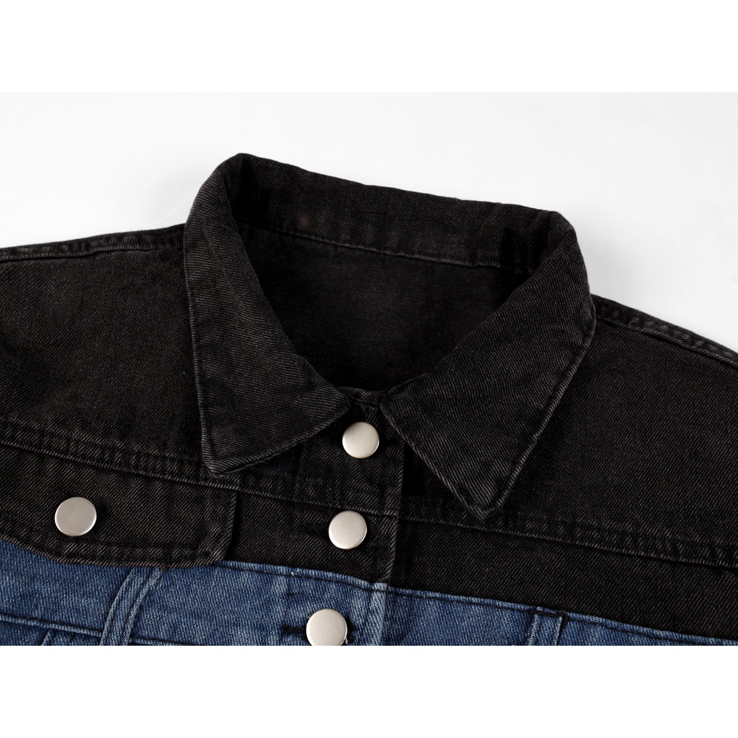 [LHSEN Series] ★Outer★ Jacket Switching Denim Easy to match with design Blue Blue