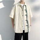 [KADISHOU series] ★Chinese style shirt★ 2 colors Tops Short sleeve shirt Unisex Men's Large size Black Beige