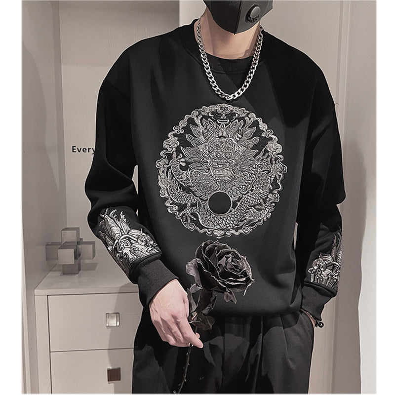 [GLYF Series] ★China style tops★ 2color embroidery sweatshirt unisex men's unique cool