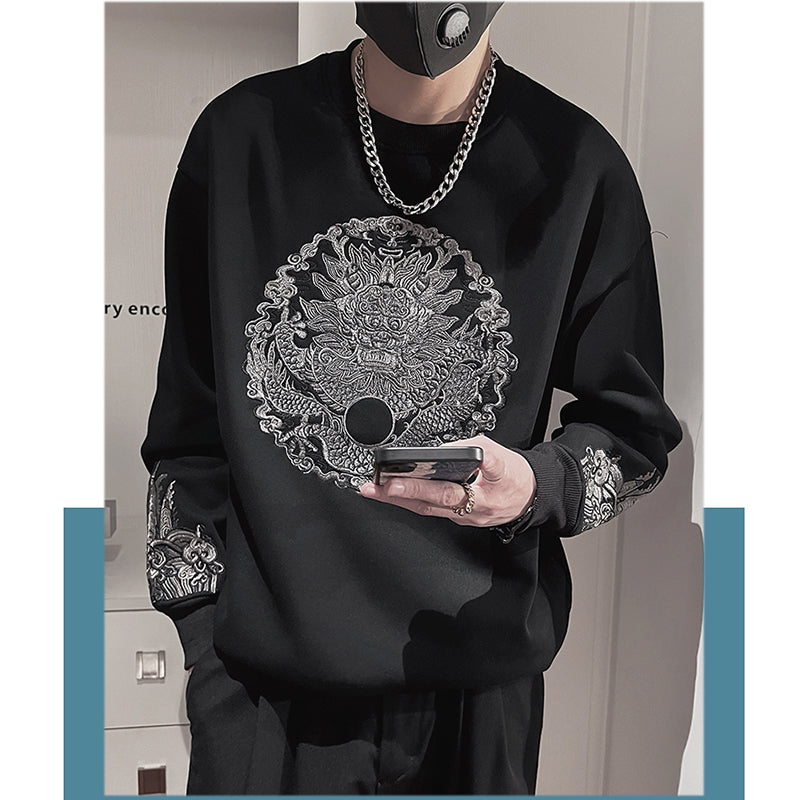 [GLYF Series] ★China style tops★ 2color embroidery sweatshirt unisex men's unique cool