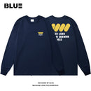 [BLUE Series]★T-shirt★ 4color Tops Long Sleeve T-shirt Unisex Men's Cotton Black White Apricot Navy